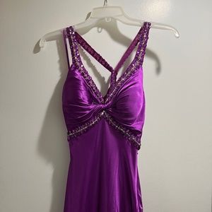 Elegant purple beaded prom dress